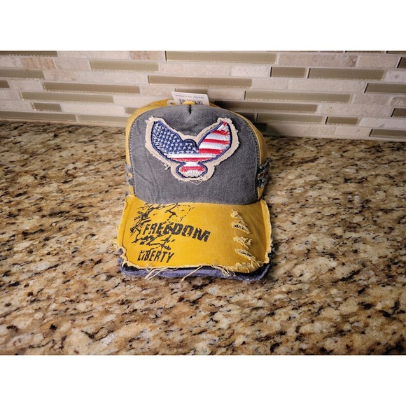 BJB Hat Cap Freedom Liberty Patriotic USA Adult One Size Adjustable Distressed - Picture 15 of 15